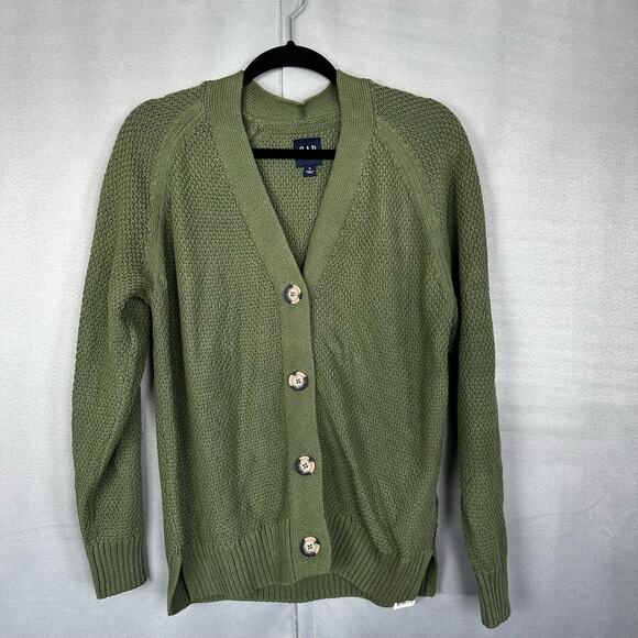Women's NWT Chunky Knit Button Front N Veck Olive Green Oversized Cardigan-Small - Picture 1 of 7